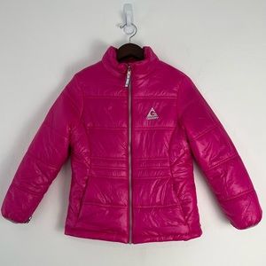 💖 Legally Pink Vibes! Gerry Weber Girls Neon Shiny Puffer Jacket Sz M 10/12 Coat